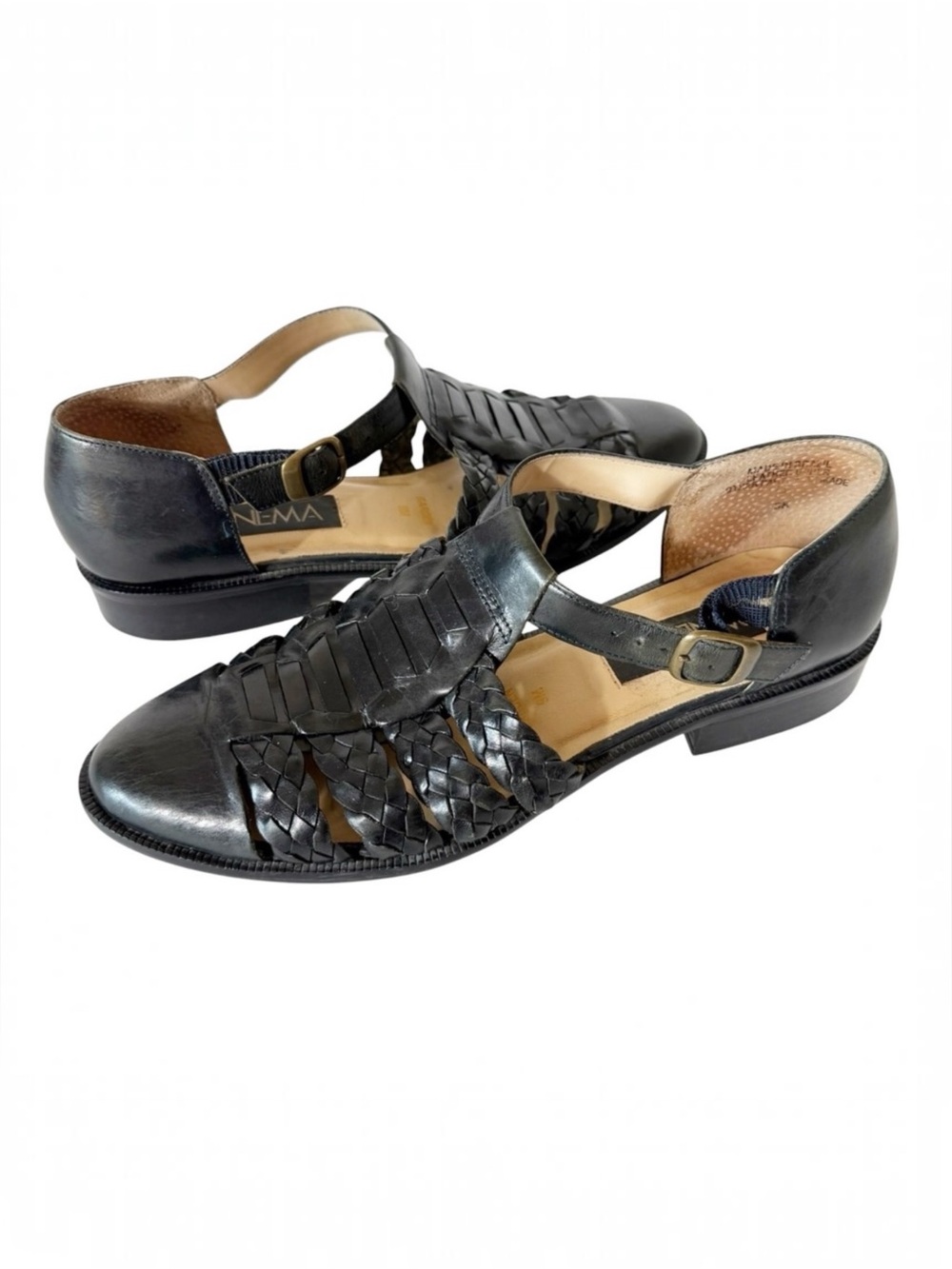 Ipanema Womens Vintage 90s Woven Leather T-Strap Fisherman Flats Size 9